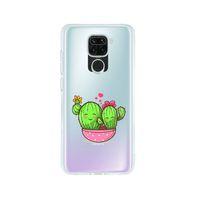 Redmi Note 9 Sevimli Kaktüs Desenli Premium Şeffaf Silikon Kılıf