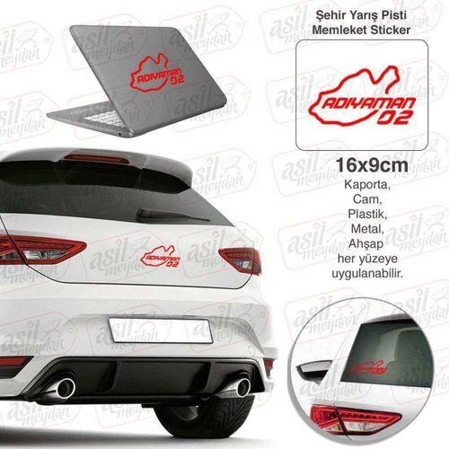 Adıyaman İli 02 Plaka Kodu Memleket Kırmızı Yarış Pisti Sticker - Oto Araba Etiket, Aksesuar, Tuning