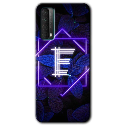 Huawei P Smart 2021 Kılıf Kapak - Dark Neon Yaprak E Harfi +Hayalet Ekran Yandan Gözükmez