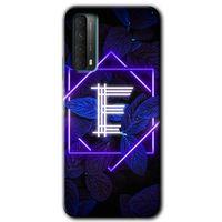 Huawei P Smart 2021 Kılıf Kapak - Dark Neon Yaprak E Harfi +Hayalet Ekran Yandan Gözükmez