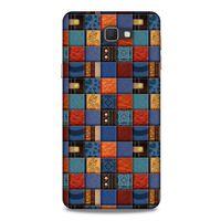 Samsung Galaxy J7 Prime Kılıf Patchwork (16) Kalın Kılıf Turuncu Mavi