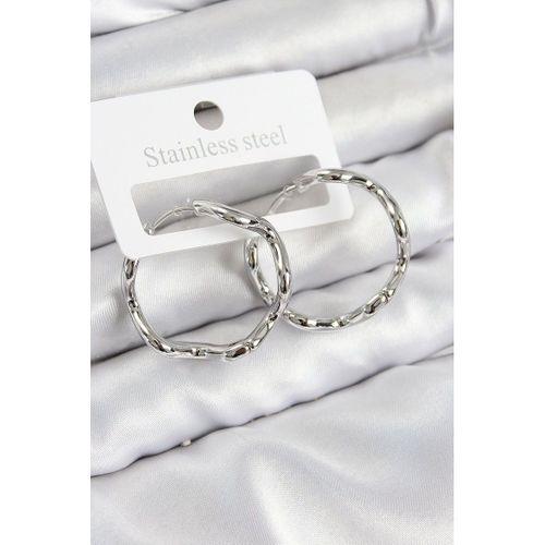 Pirinç Halka Model Gümüş Renk Kadın Küpe