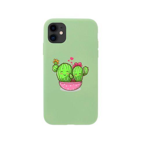 iPhone 11 Sevimli Kaktüs Premium Yeşil Lansman Silikonlu Kılıf