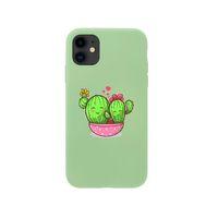 iPhone 11 Sevimli Kaktüs Premium Yeşil Lansman Silikonlu Kılıf