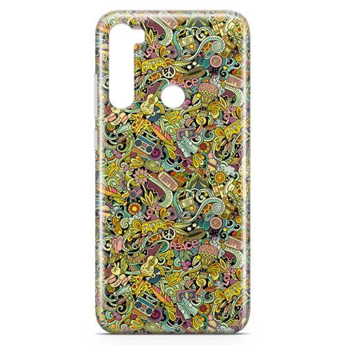 Xiaomi Redmi Note 8 Kılıf Hippie Doodle Arka Kapak Koruma Desenli Full Koruyucu