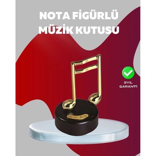 Altın Nota Figürlü Dönen Müzik Kutusu Dekoratif Music Box