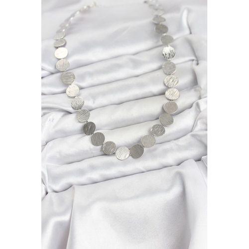 Yuvarlak Plaka Model Gümüş Renk Kadın Kolye