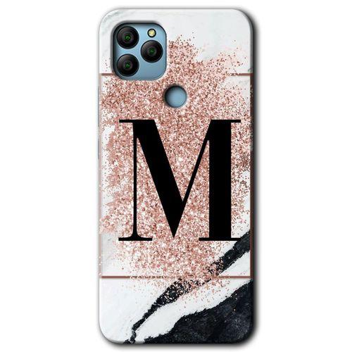 Potkal Hediye Fabrikası General Mobile GM 22 Kılıf HD Desen Baskılı Arka Kapak - Pembe Mermer Desenli M Harfi