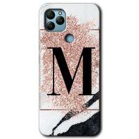 Potkal Hediye Fabrikası General Mobile GM 22 Kılıf HD Desen Baskılı Arka Kapak - Pembe Mermer Desenli M Harfi