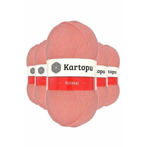 5 Adet Kristal Çift Katlı El Örgü Lif İpi Koyu Somon K1217 - kartopu mudanis