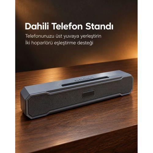 Köşeleri Eğimli Bar Tipi Tasarıma Sahip Şarj Edilebilir Masaüstü Bluetooth Hoparlör