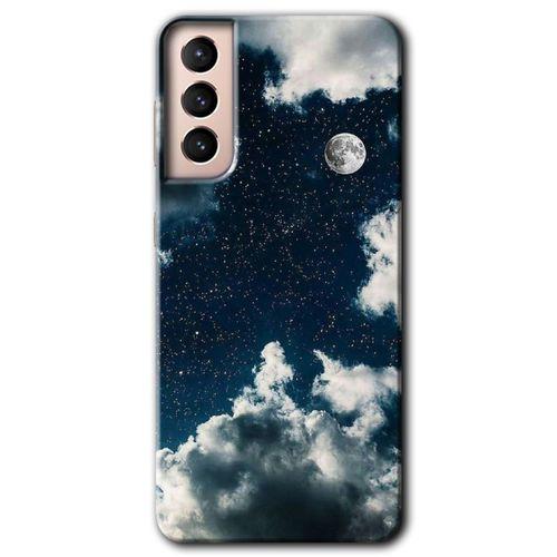 MRCİLETİSİM Samsung Galaxy S21 Kılıf HD Desen Baskılı Arka Kapak + Temperli Cam - Gece Gökyüzü