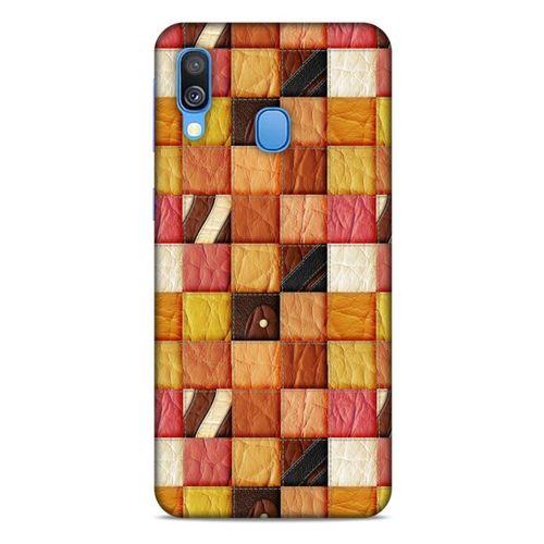 Samsung Galaxy A40 Kılıf Patchwork (2) Kabı Turuncu Sarı