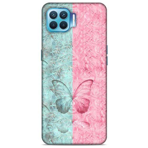 Oppo Reno 4 Lite Kılıf Kelebek Etkisi (30) Silicone Case Turkuaz Pembe