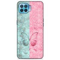 Oppo Reno 4 Lite Kılıf Kelebek Etkisi (30) Silicone Case Turkuaz Pembe