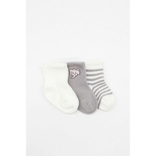 Elephant Boy 3'lü Penye Soket Çorap 10135 Ekru