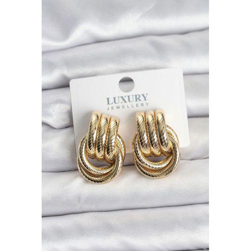 Gold Renk Halka Modelli Pirinç Kadın Küpe