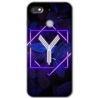 Potkal Hediye Fabrikası General Mobile GM 8 Go HD Baskılı Kılıf + 9D Tam Ekran Koruyucu - Dark Neon Yaprak Y Harfi