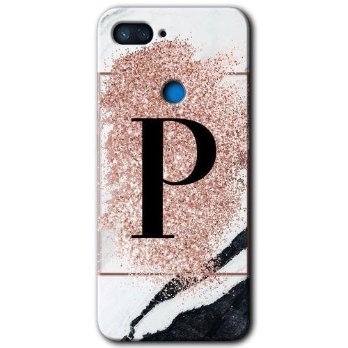 Potkal Hediye Fabrikası Xiaomi Mi 8 Lite Kılıf HD Desen Baskılı Arka Kapak - Pembe Mermer Desenli P Harfi