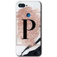 Potkal Hediye Fabrikası Xiaomi Mi 8 Lite Kılıf HD Desen Baskılı Arka Kapak - Pembe Mermer Desenli P Harfi