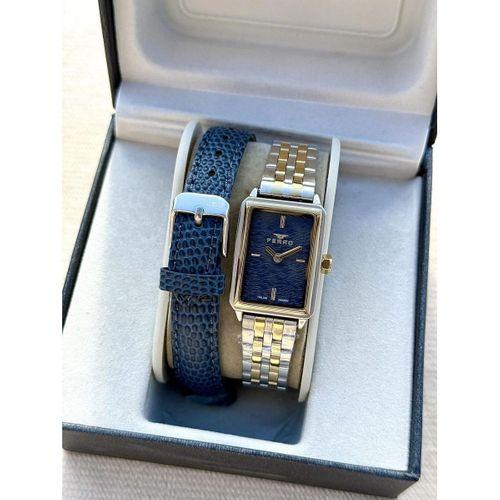 Ferro FL21626AWT-D3 Quartz Çift Kordonlu Lacivert Kadran 22 mm Kadın Kol Saati