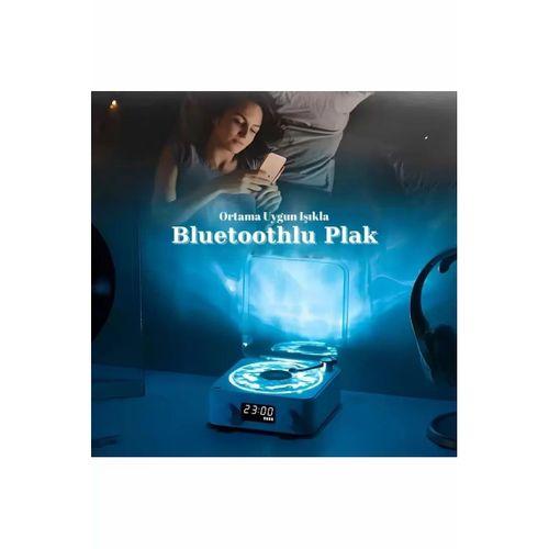 Waves Nostalji Plak Görünümlü Bluetooth Hoparlör 3d Ses Dalgası Retro Müzik Plak Mavi