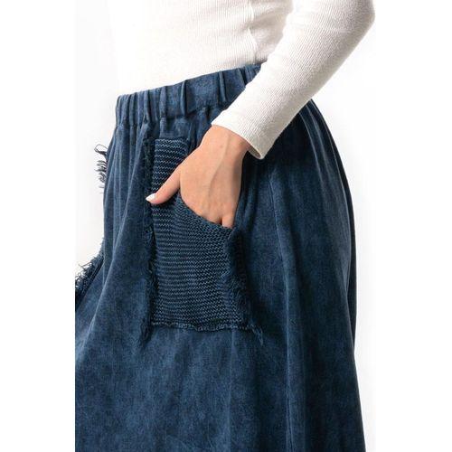 Beli Lastikli Behin Çift Cepli Sonbahar ve Kışlık Otantik Triko Şalvar İndigo indg