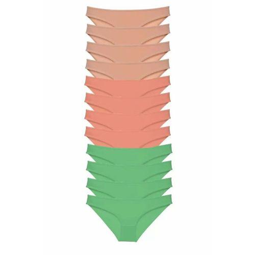 12 adet Süper Eko Set Likralı Kadın Slip Külot Ten Pudra Yeşil