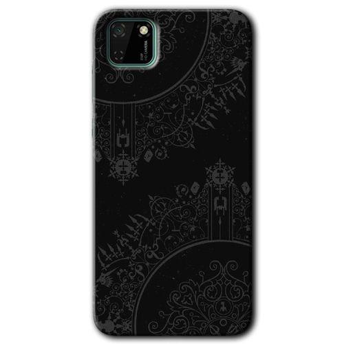 Potkal Hediye Fabrikası Huawei Y5P HD Baskılı Kılıf + 9D Tam Ekran Koruyucu - Siyah Mandala