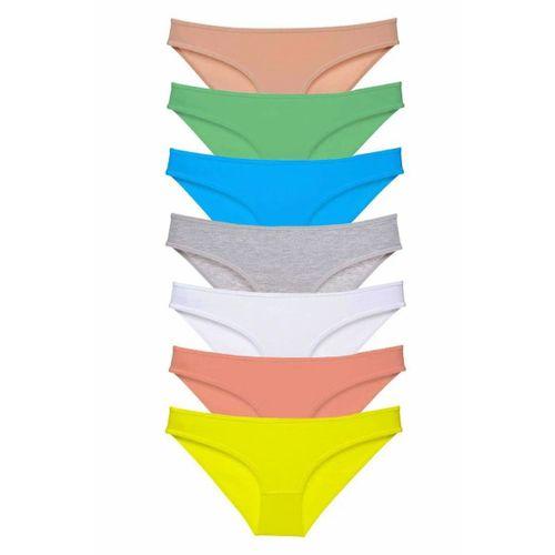 7 adet Süper Eko Set Likralı Kadın Slip Külot Çok Renkli