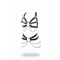 Siyah Harness Takım Zincir Detaylı Metal Halka Aksesuarlı - Brf1260