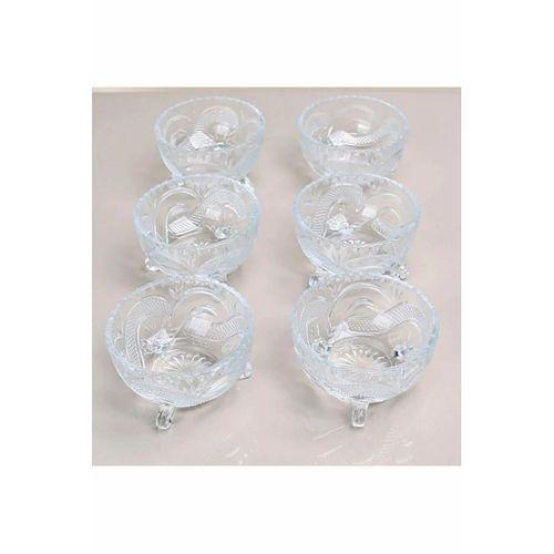 6'lı Kristal Lüx Ayaklı Cam Çerezlik Şekerlik Sunumluk Kase