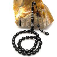 Oltu Taşı Kare Baklava Desenli  İmame Gümüş İşleme Sade Tespih