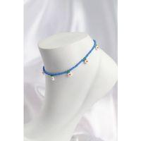 Buz Mavisi Renk Boncuklu Papatya Motifli Halhal