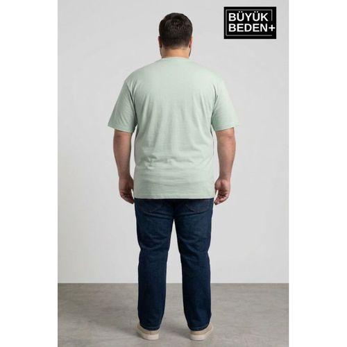 Erkek Büyük Beden Brooklyn 1970 Baskılı Bisiklet Yaka Tshırt SPR25BTS904