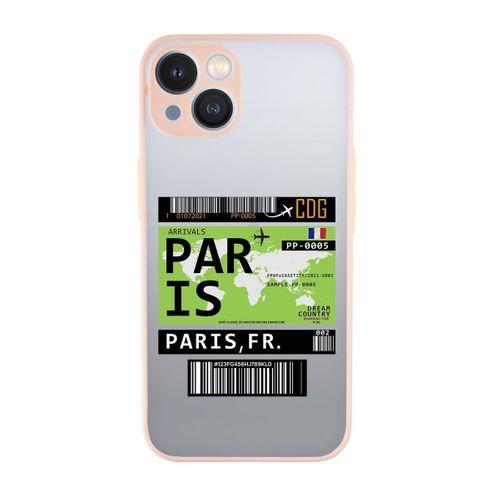 iPhone 13 Uyumlu Paris ticket Desenli Kamera Korumalı Buzlu Şeffaf Lüx Telefon Kılıfı