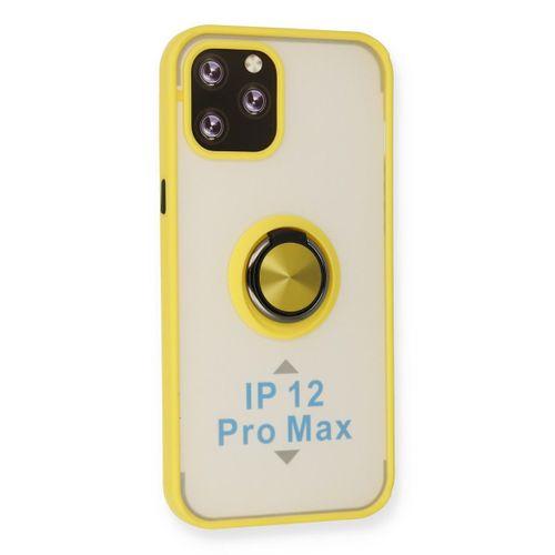 Newface iPhone 12 Pro Max Kılıf Montreal Yüzüklü Silikon Kapak - Sarı