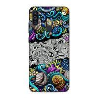 Samsung Galaxy M11 Kılıf Deniz Mahsulleri Doodle Arka Kapak Silikon Koruma Full Koruyucu