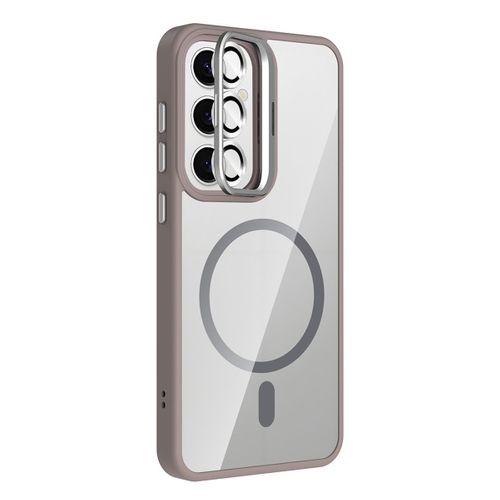 Galaxy S25 Kılıf Standlı ve Kamera Lens Hediyeli M-Safe Şarj Özellikli Zore Etro Kapak