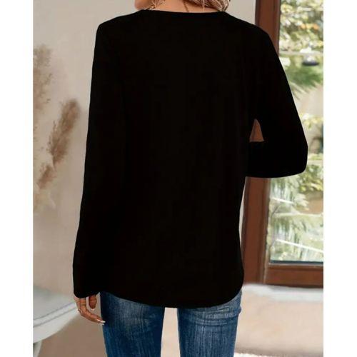 Kadın Uzun Kollu V Payet Yakalı Viskon Bluz