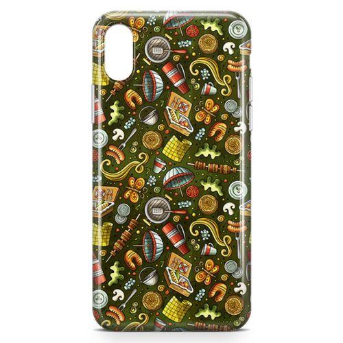 Apple iPhone X Kılıf Barbekü Doodle Arka Kapak Koruma Desenli Full Koruyucu