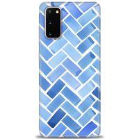 Samsung Galaxy S20 Kılıf HD Baskılı Kılıf - Mavi + Tam Ekran Koruyucu