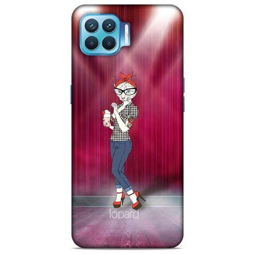 Oppo Reno 4 Lite Kılıf FunnyMaX (50) Shockproof Kılıf Koyu Pembe Kedi