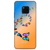 Huawei Mate 20 Pro Kılıf Kelebek Etkisi (49) Ultra Silikon Kılıf Şeker Pembe Mavi