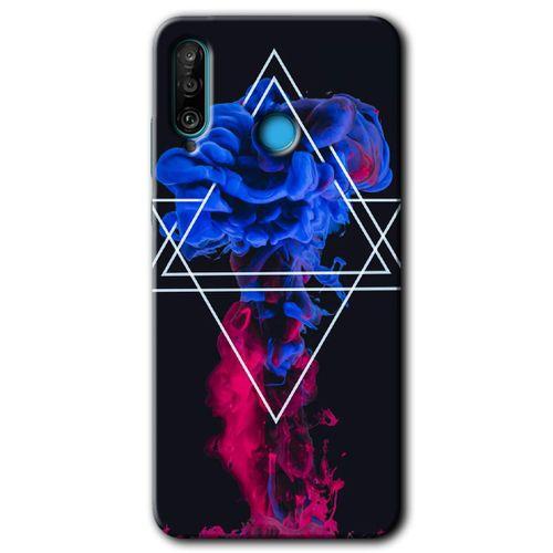 MRCİLETİSİM Huawei P30 Lite Kılıf HD Desen Baskılı Arka Kapak + Temperli Cam - Mekanik Duman 1