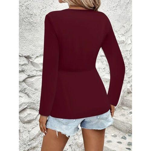 Kadın Uzun Kollu Dekolteli Sarmal Detaylı Viskon Bluz