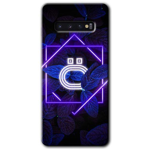 Samsung Galaxy S10 HD Baskılı Kılıf + 9D Tam Ekran Koruyucu - Dark Neon Yaprak Ö Harfi