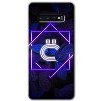 Samsung Galaxy S10 HD Baskılı Kılıf + 9D Tam Ekran Koruyucu - Dark Neon Yaprak Ö Harfi