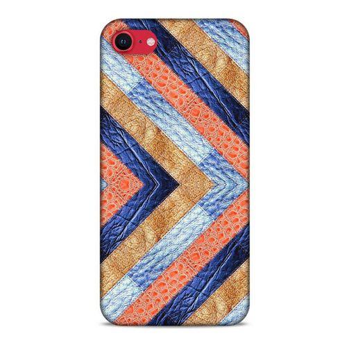 Apple iPhone SE 2020 Kılıf Patchwork (3) Kapak Lacivert Turuncu