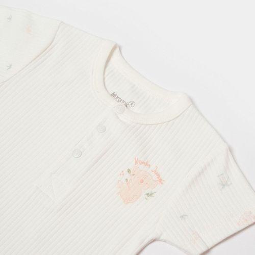 Bibaby Bibaby Biorganic Koala Jungle Kısa Kol Bebek Body 56972 Pembe